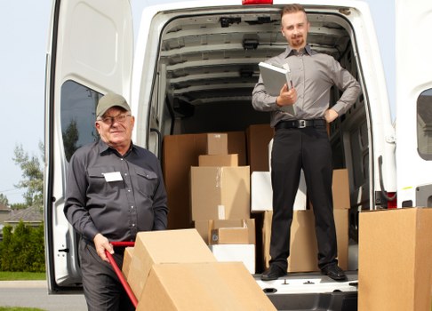 Sturdy moving boxes and packing materials prepared for a Hampstead home move