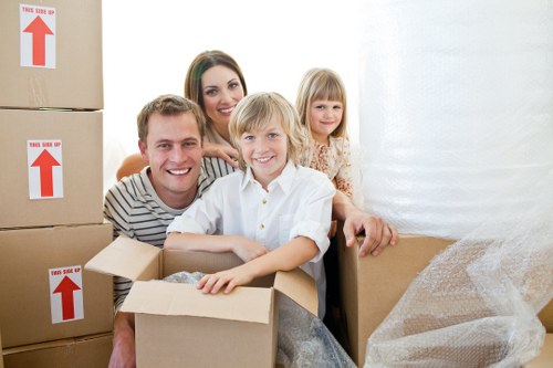 Packed boxes and furniture ready for student relocation in Hampstead